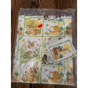 Current Frisky Friends Gift Wrap Set 2 Sheets Cards Easter 1979 Vintage Animals